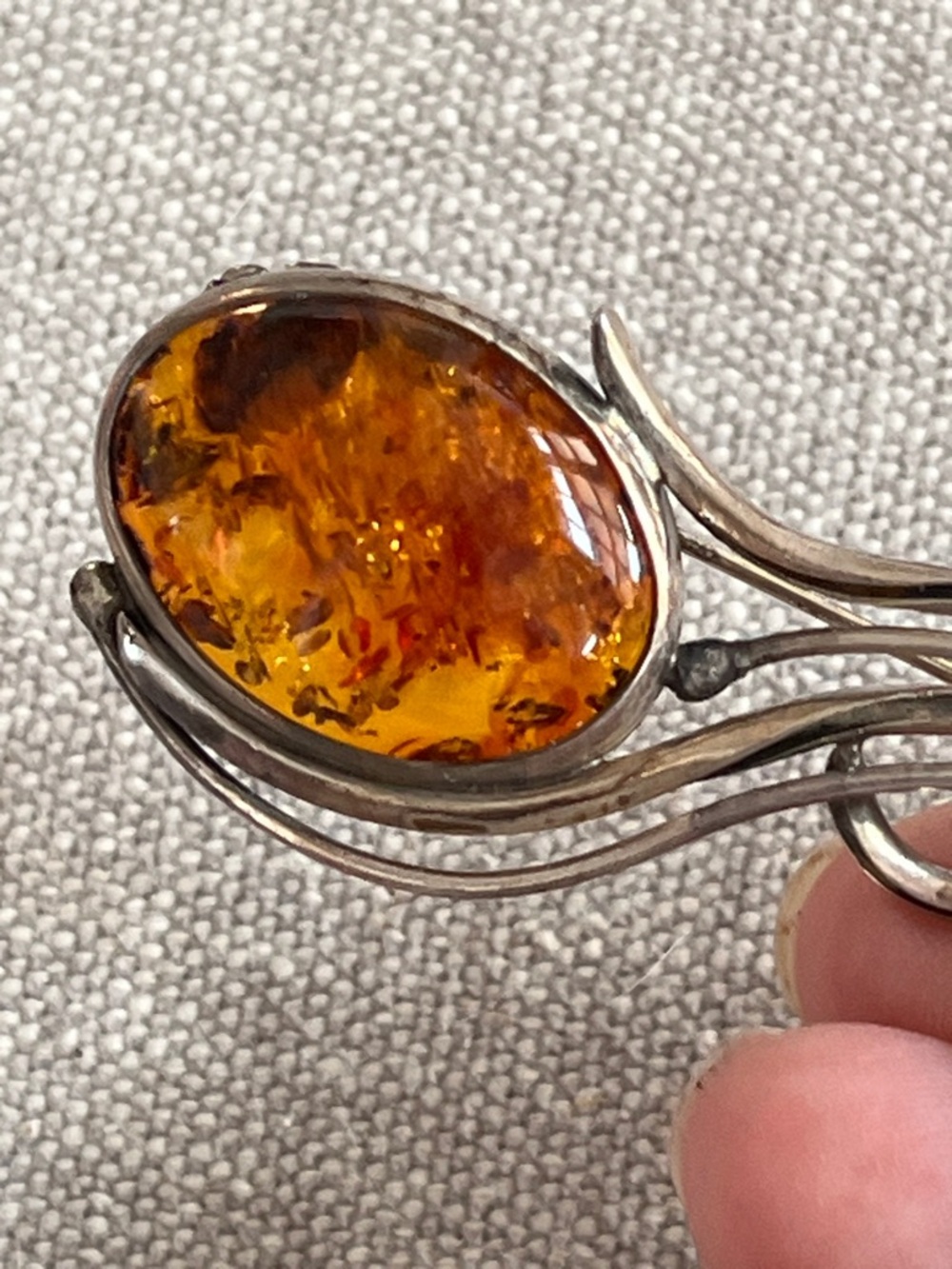 BALTIC AMBER SILVER BROOCH PIN - Picture 9 of 9